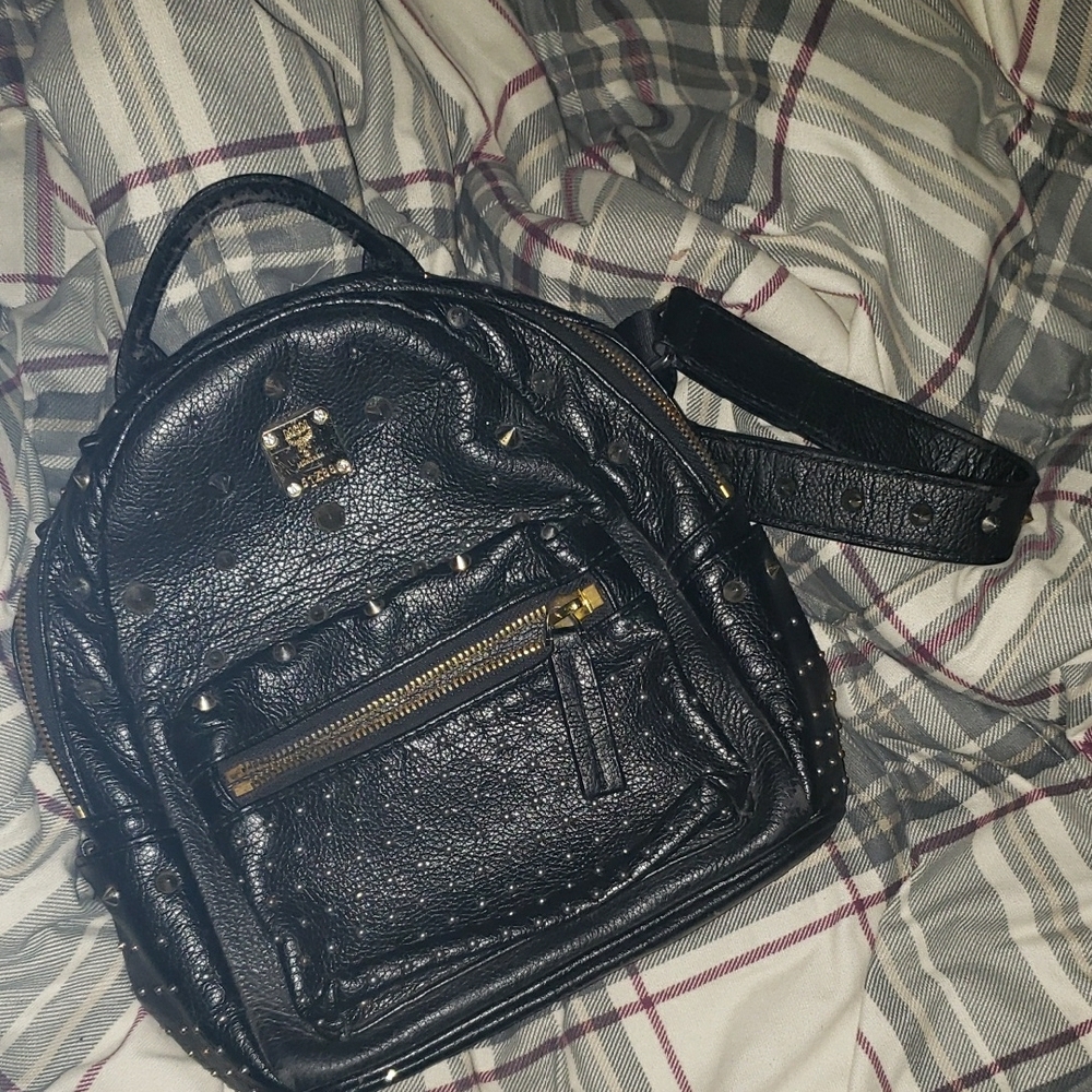 Authenticate MCM Black Backpack  All Leather